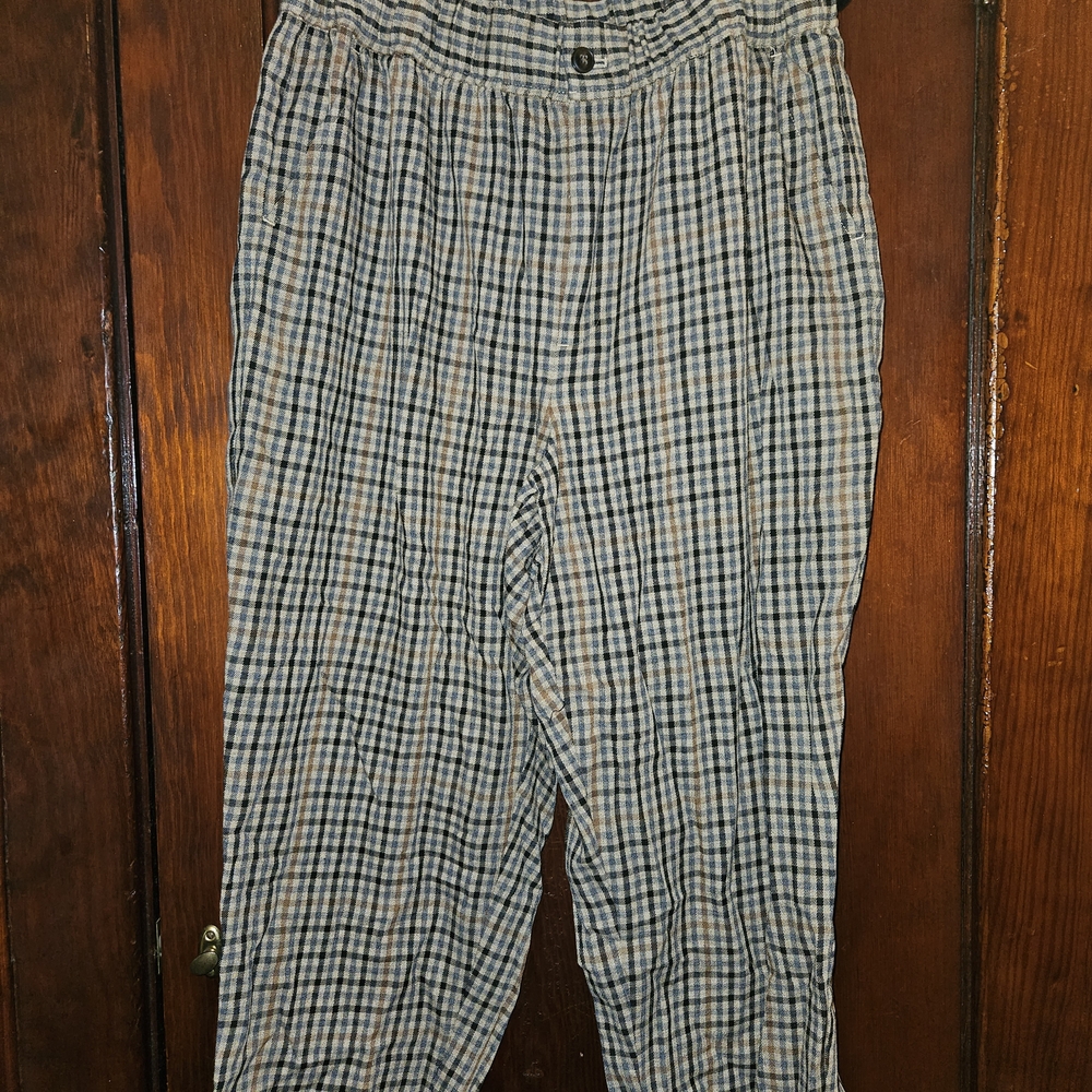 Madewell Tan and Black Checkered Trousers